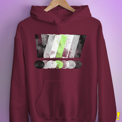 Agender Pride Grunge Exclamation Points Hoodie - Maroon